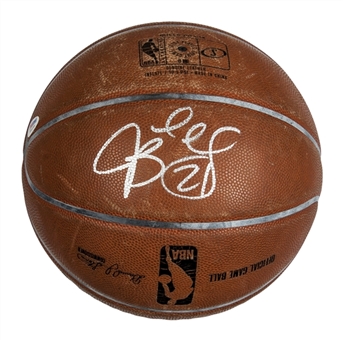 2013-14 Jimmy Butler Game Used and Signed Chicago Bulls Spalding Basketball (PSA/DNA)